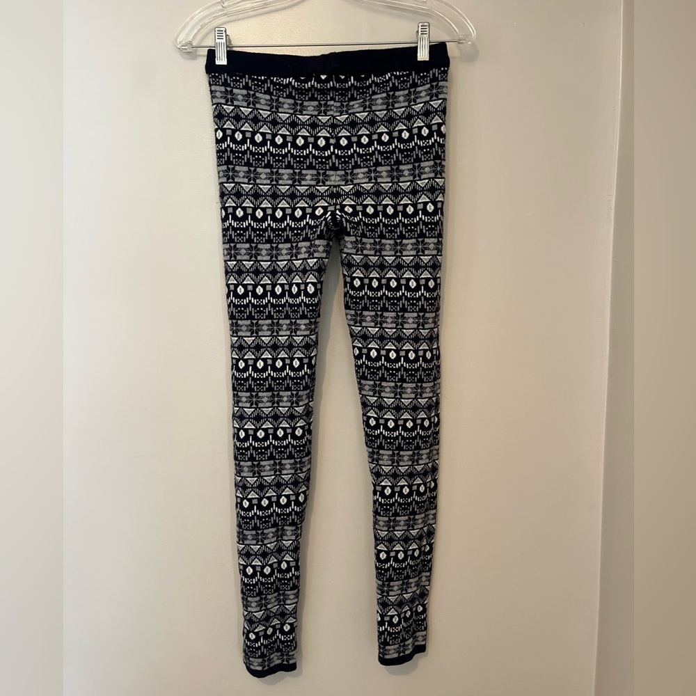 Forever 21 Sweater-Style Leggings – Blue & White, Size Medium